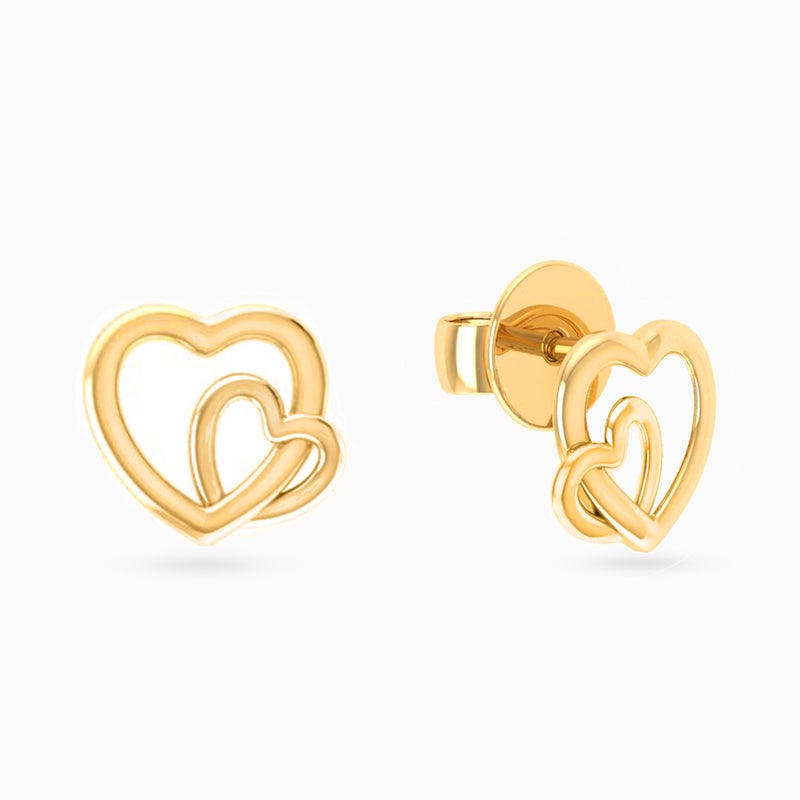 Miss L' by L'azurde Heart Stud Earrings in 14K Gold - Image 2